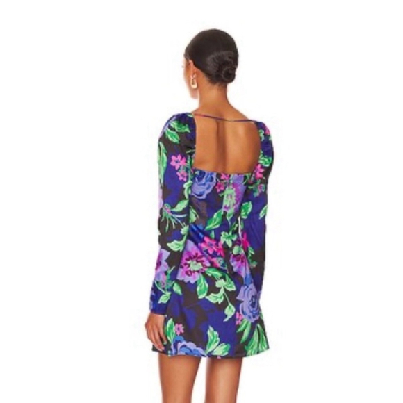 Women's AFRM Revolve Brand Floral Print Mini Dress Medium Blue Spring Summer - Picture 2 of 8